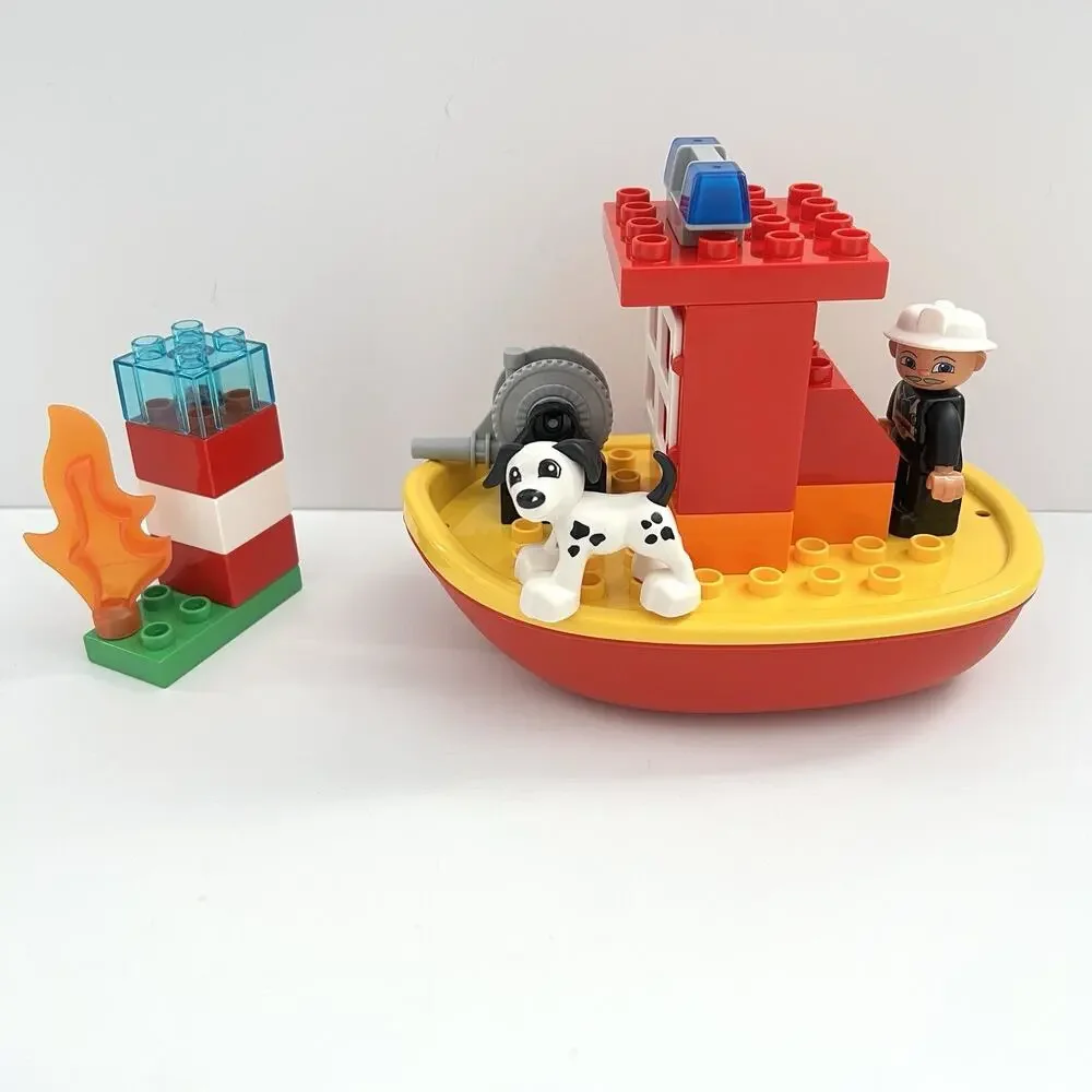 Lego Duplo Fire Boat 10591 Complete Firefighter Dog Toy Building Set No Box Book